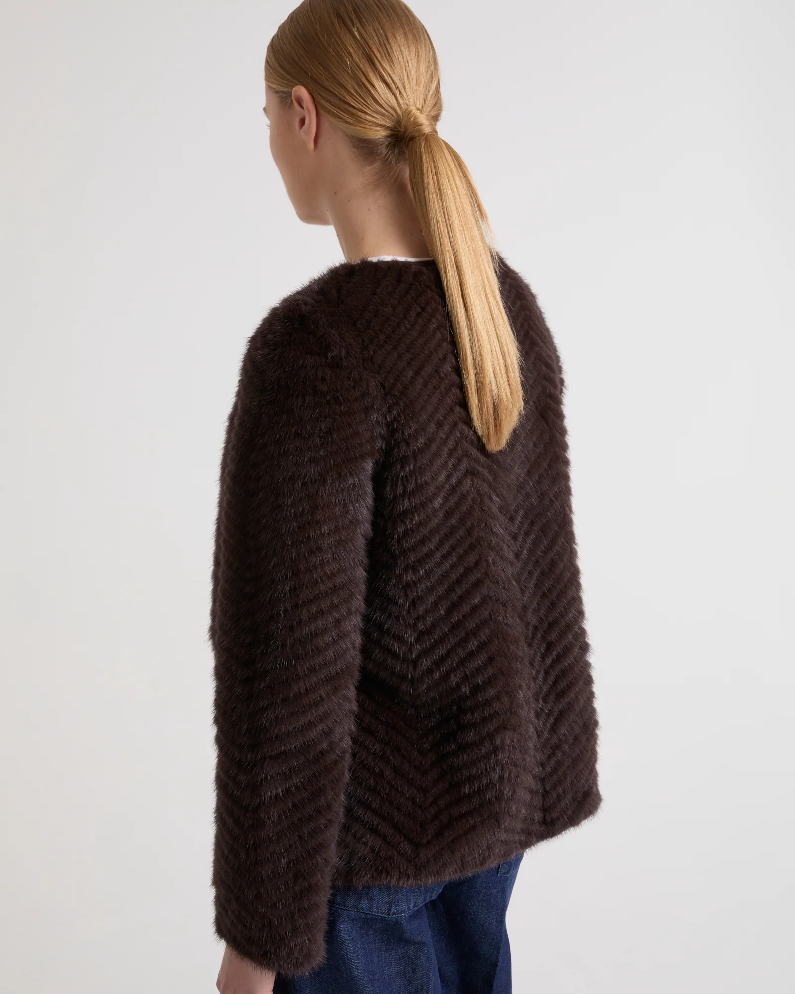 Veste en maille mérinos et fourrure de vison - Image 4