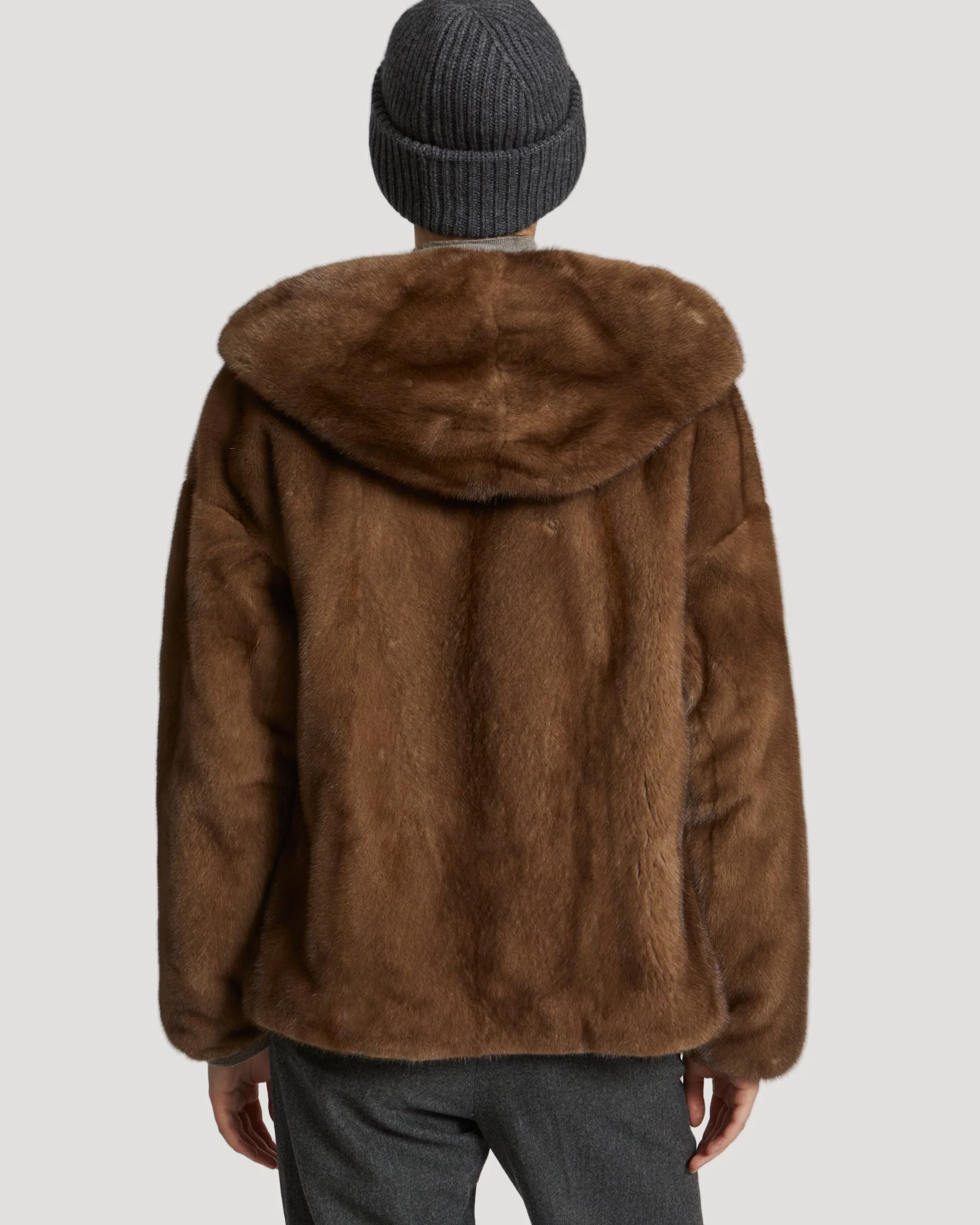 Parka à capuche en tissu technique réversible et fourrure de vison - Image 6