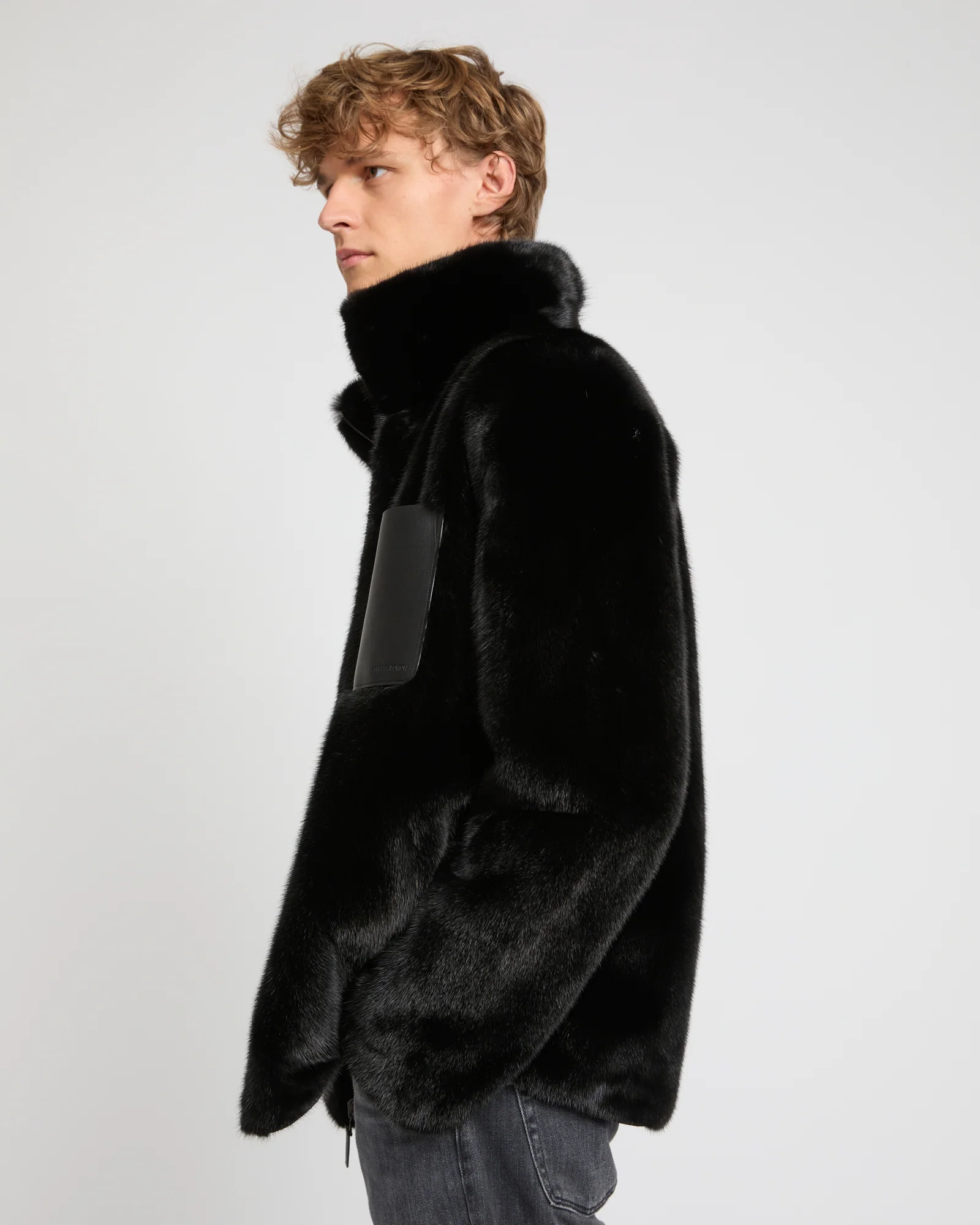 Veste fleece en fourrure de vison réversible