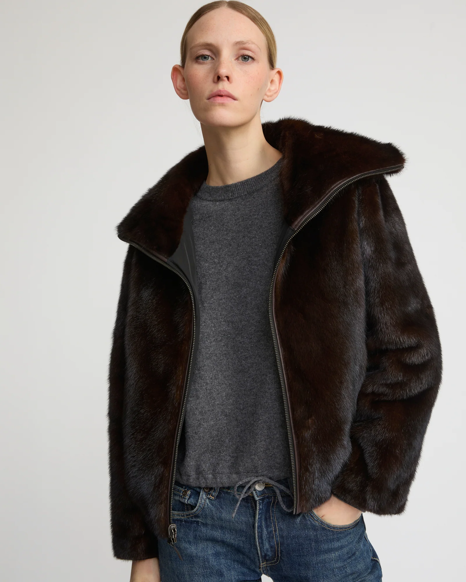 Veste réversible en tissu technique et fourrure de vison - Image 3