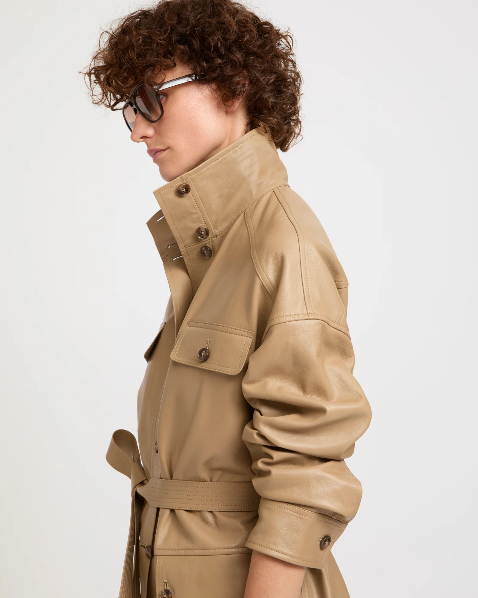 Veste saharienne en cuir d'agneau - Image 3
