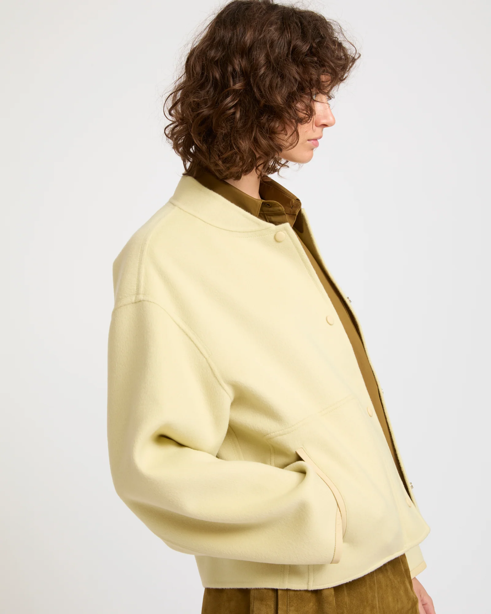 Veste teddy en lainage cachemire double face